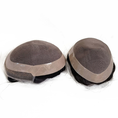Densidade de toupee 100% 100% substituição de cabelo humano com NPU e renda ao redor