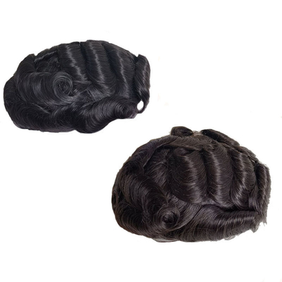 Densidade de toupee 100% 100% substituição de cabelo humano com NPU e renda ao redor