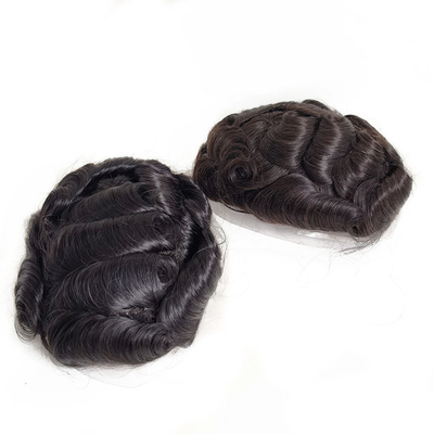 Densidade de toupee 100% 100% substituição de cabelo humano com NPU e renda ao redor
