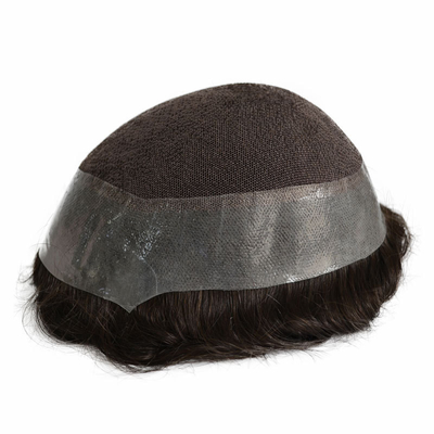 Densidade de toupee 100% 100% substituição de cabelo humano com NPU e renda ao redor