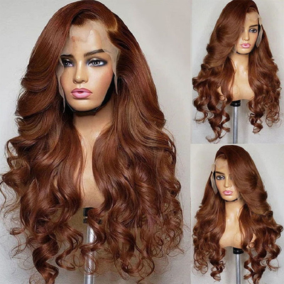 Remy Hair Top Grade Brasileiro 13*4 Highlight Peruca com Ginger Color HD renda Frontal