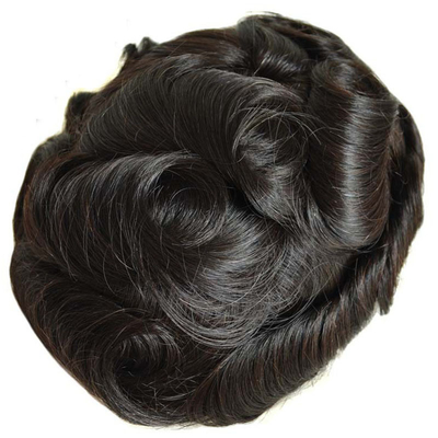 Full Hand Made Natural Hairline Lace Base Toupee de Homem Parede de cabelo com nós branqueados