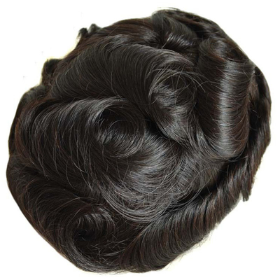 Full Hand Made Natural Hairline Lace Base Toupee de Homem Parede de cabelo com nós branqueados