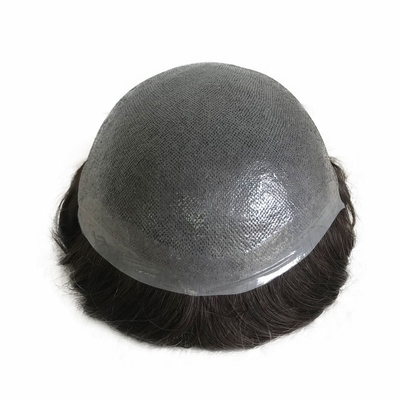 Full Hand Made Natural Hairline Lace Base Toupee de Homem Parede de cabelo com nós branqueados