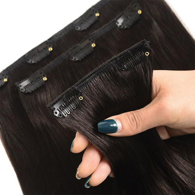 100% Extensões de Cabelo Humano Cuticle Completo Duplo Desenhado Vermelho Verdadeiro Virgem Natural Remy Invisível Clipe Sem costura