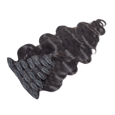 1B Cabelo Humano Brasileiro Corpo Ondulado Curly Clip In Hair Extensions Virgin Remy Hair
