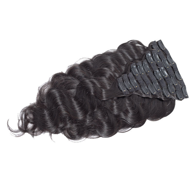 1B Cabelo Humano Brasileiro Corpo Ondulado Curly Clip In Hair Extensions Virgin Remy Hair