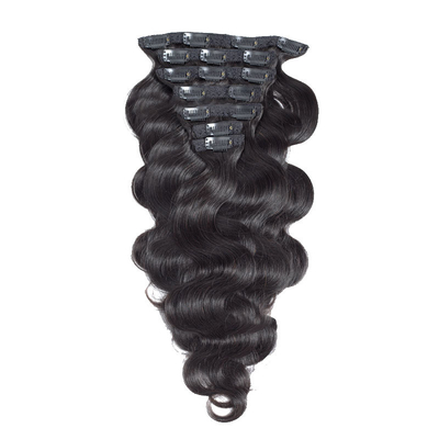 1B Cabelo Humano Brasileiro Corpo Ondulado Curly Clip In Hair Extensions Virgin Remy Hair