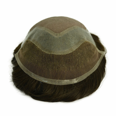 6 centímetros de renda base de cabelo humano substituto de alta densidade sistema de cabelo frontal de malha para homens