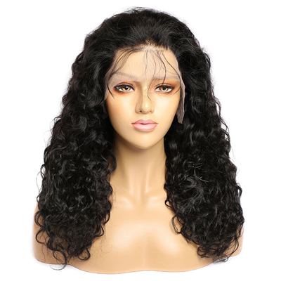 14-28 polegadas de cabelo remy onda de água frontal cabelo humano perucas com nódulos pré-pucked branqueado
