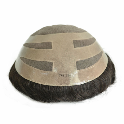 Toupee masculino de tamanho pequeno/grande/médio com malha MONO e renda suíça feita de cabelo virgem