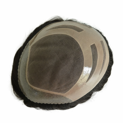 Toupee masculino de tamanho pequeno/grande/médio com malha MONO e renda suíça feita de cabelo virgem