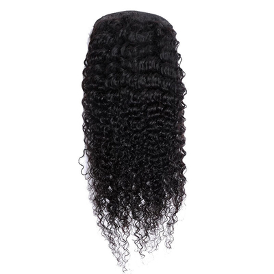 Vigoroso Real Brasileiro Curly Kinky Envolver Ponytail Extensões de Cabelo Humano Preto