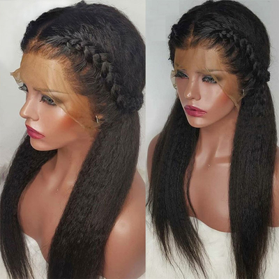 Cores de renda castanho claro 13*4 HD Afro Kinky Direito cabelo humano renda perucas frontais vendedores