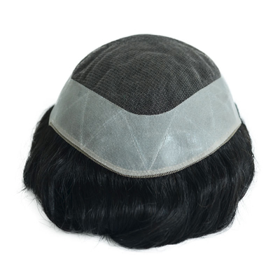 Toupee Densidade 120% Mens Topper cabelo humano sedoso reto OK estilo 64 Swiss Lace NPU Bases Sistema de substituição