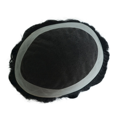 Toupee Densidade 120% Mens Topper cabelo humano sedoso reto OK estilo 64 Swiss Lace NPU Bases Sistema de substituição