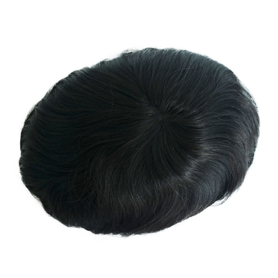 Toupee Densidade 120% Mens Topper cabelo humano sedoso reto OK estilo 64 Swiss Lace NPU Bases Sistema de substituição