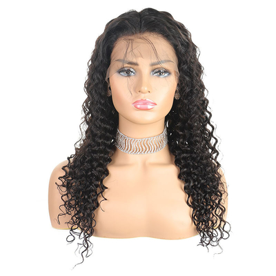 150% 180% Densidade ondulado fundo e enrolado Peruca frontal com cabelo virgem natural