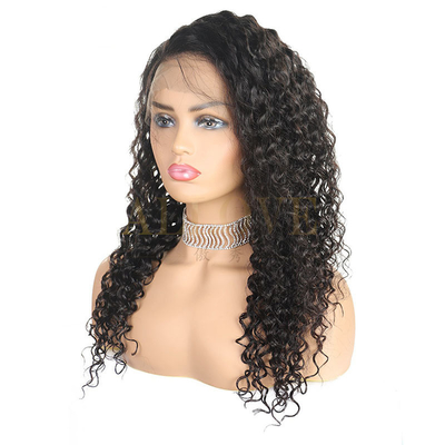150% 180% Densidade ondulado fundo e enrolado Peruca frontal com cabelo virgem natural