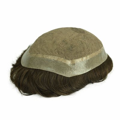 1B Cor Natural Cabelo Remy Humano Substituto de Cabelo Não Cirúrgico Toupee para Homens