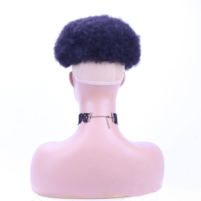 Real Virgem Afro-Curly Hair Topper para Mulheres Técnica Half Man Made