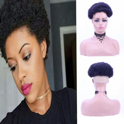 Real Virgem Afro-Curly Hair Topper para Mulheres Técnica Half Man Made