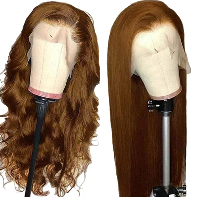 12-34 polegadas Raw Indian Real Castanha Castanho cabelo Peruca HD Transparente Suíça renda Peruca Frente