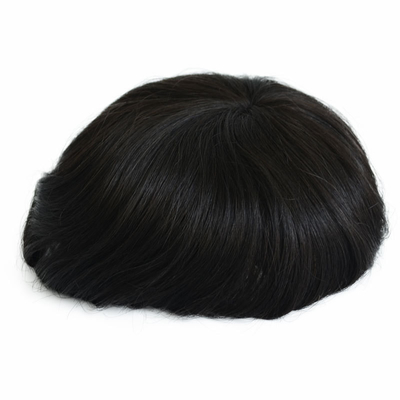 6 polegadas Ultra Hold Super Thin PU Skin Fine Mono Base Indetectável Light Remy Curto Toupee de Cabelo Humano