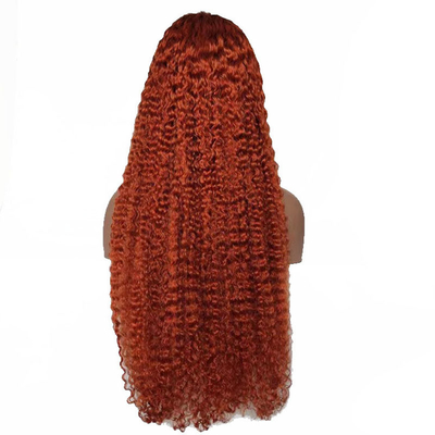Suave e Brilhante Laranja Cor de gengibre Humano Peruca de Cabelo Curly Remy com encaixe HD Frontal