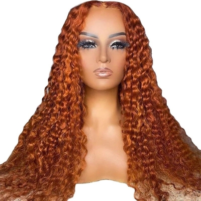 Suave e Brilhante Laranja Cor de gengibre Humano Peruca de Cabelo Curly Remy com encaixe HD Frontal