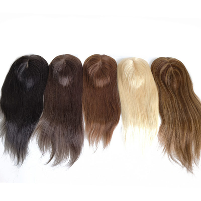 Alta Densidade Parcela Livre Europeia de Seda Base 1B Real Remy cabelo cru Toupee Peruca Peças Toppers para mulheres