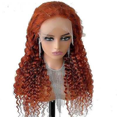 Materiais de base de renda suíça transparente de onda profunda Frente de renda de cabelo humano Perucas para mulheres