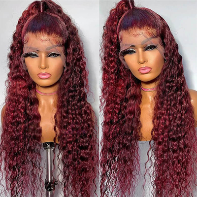 Sim, cabelo virgem 100% cabelo humano cabelo brasileiro HD renda perucas frontais vendedores 99J Borgonha
