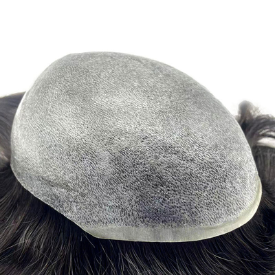 Topo de cabelo humano de 6 polegadas de comprimento com base de pele super fina