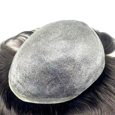 Topo de cabelo humano de 6 polegadas de comprimento com base de pele super fina