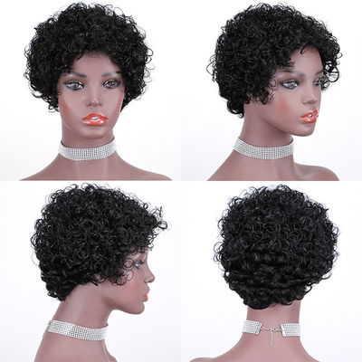 Pronto para o Envio Pixie corte curto cru indiano virgem cutícula de cabelo alinhado Perucas de cabelo humano