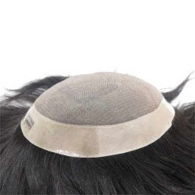 Remy Hair Adesivo de alta densidade Afro Curl PU Sistema de substituição de cabelo de renda Toupee para homens negros