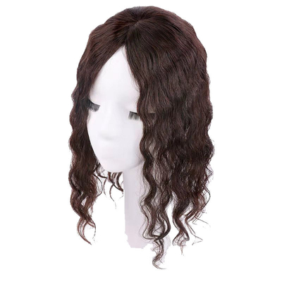 Cabelo humano superior senhoras castanho escuro ondulado longo rizado de seda superior clip em cabelos superiores para mulheres