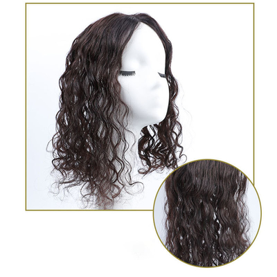 Cabelo humano superior senhoras castanho escuro ondulado longo rizado de seda superior clip em cabelos superiores para mulheres