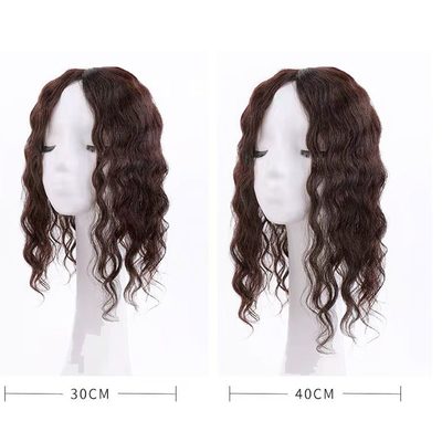 Cabelo humano superior senhoras castanho escuro ondulado longo rizado de seda superior clip em cabelos superiores para mulheres