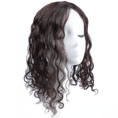 Cabelo humano superior senhoras castanho escuro ondulado longo rizado de seda superior clip em cabelos superiores para mulheres