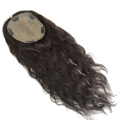 Cabelo humano superior senhoras castanho escuro ondulado longo rizado de seda superior clip em cabelos superiores para mulheres