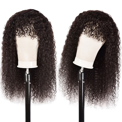 Grade Natural Negro 10A 100% de cabelo humano virgem crua Perucas sem cola com espinhos 150% Densidade