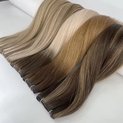 Duplo desenhado 100% cabelo humano tendência de tecido de génio russo extensões de cabelo fino invisível