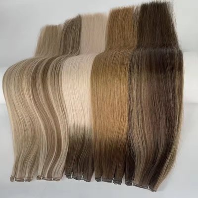 Duplo desenhado 100% cabelo humano tendência de tecido de génio russo extensões de cabelo fino invisível