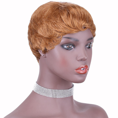 Material base de renda suíça retas Pixie corte máquina completa Peruca feita com 100% de cabelo humano