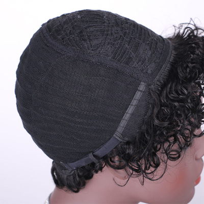 Material base de renda suíça retas Pixie corte máquina completa Peruca feita com 100% de cabelo humano