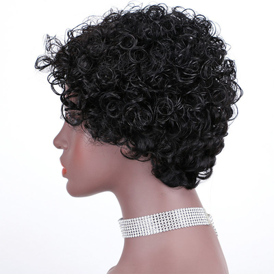 Material base de renda suíça retas Pixie corte máquina completa Peruca feita com 100% de cabelo humano
