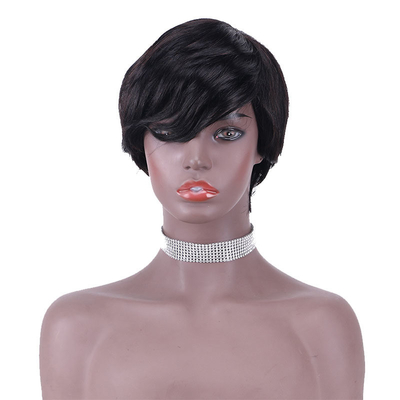 Material base de renda suíça Pixie corte de cabelo humano Perucas para mulheres negras Remy cabelo grau