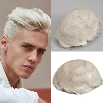 Desenho de Toupee Direito Russo Mano Amarrada Full Scalp HD Lace Sistema de Cabelo Humano Peruca Cabelo Virgem